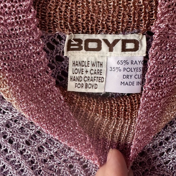 Rare Vintage 80s BOYD Sheer Metallic Knit Mock Neck Dolman Top One Size - Picture 6 of 6
